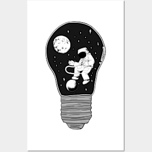 Astronaut in a lightbulb creative handdrawn Gift Posters and Art